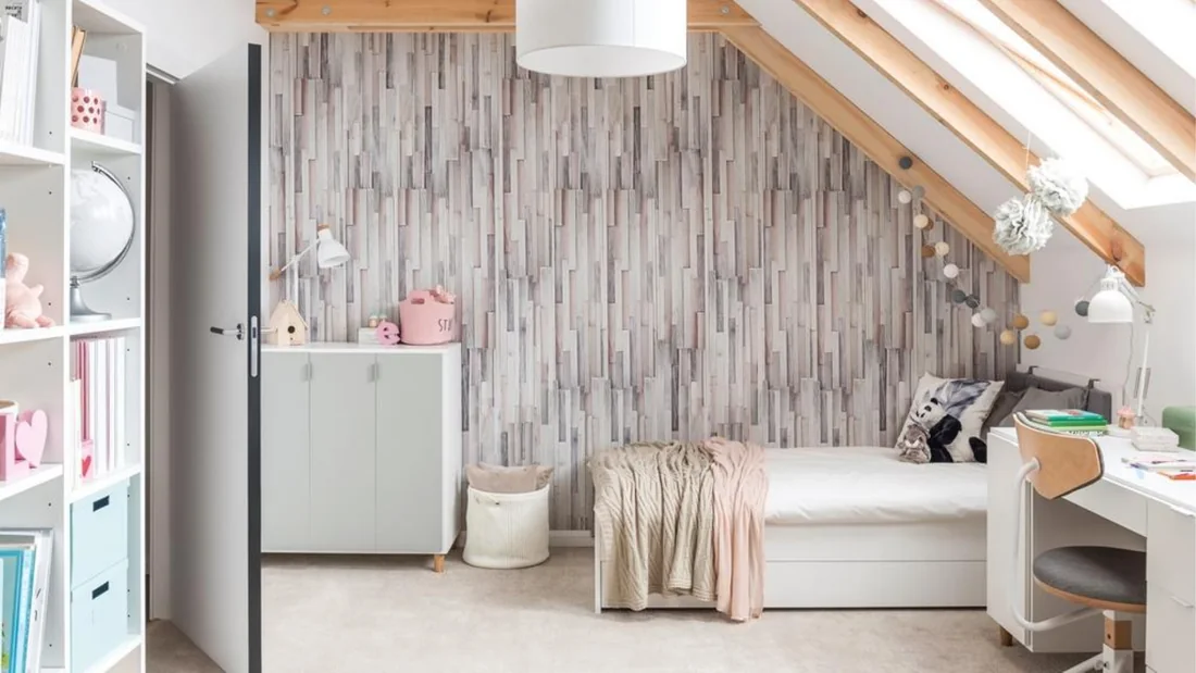 SPC wall panels, attic bedroom