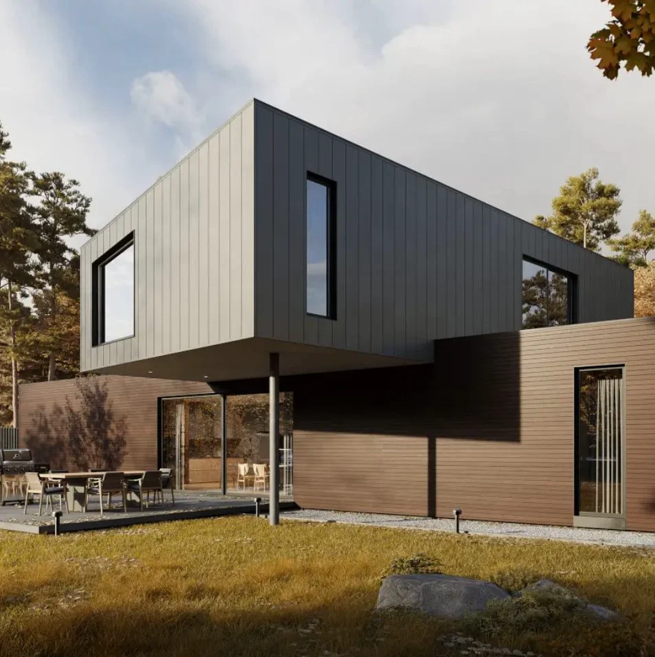 VOX facade cladding on a modern two-tone house